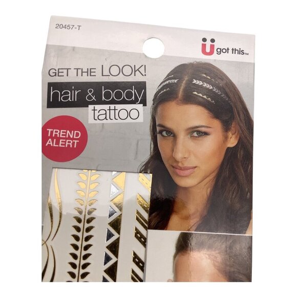 Scunci Temporary Gold & Silver Hair & Body Tattoos 2 Sheets Each Lot of 6 - Picture 7 of 7